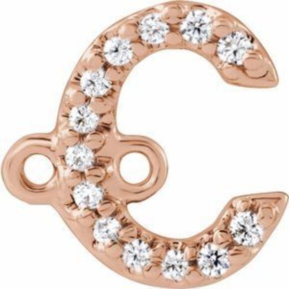 Kazi Luxury 14K Rose .04 CTW Natural Diamond Initial C Link